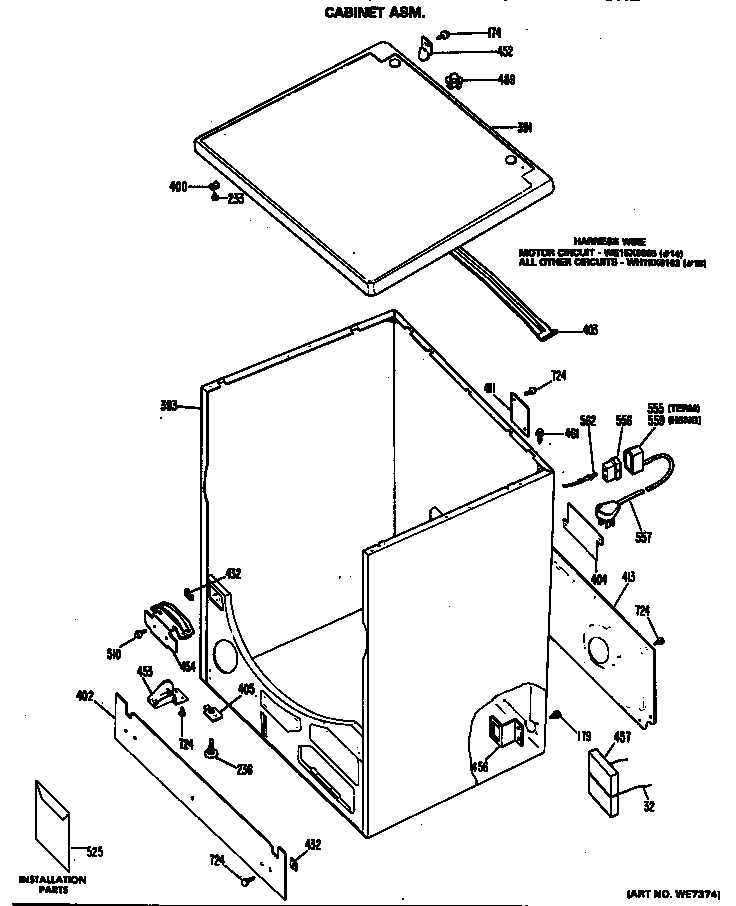 GE DDG5380GEL cabinet asm. diagram