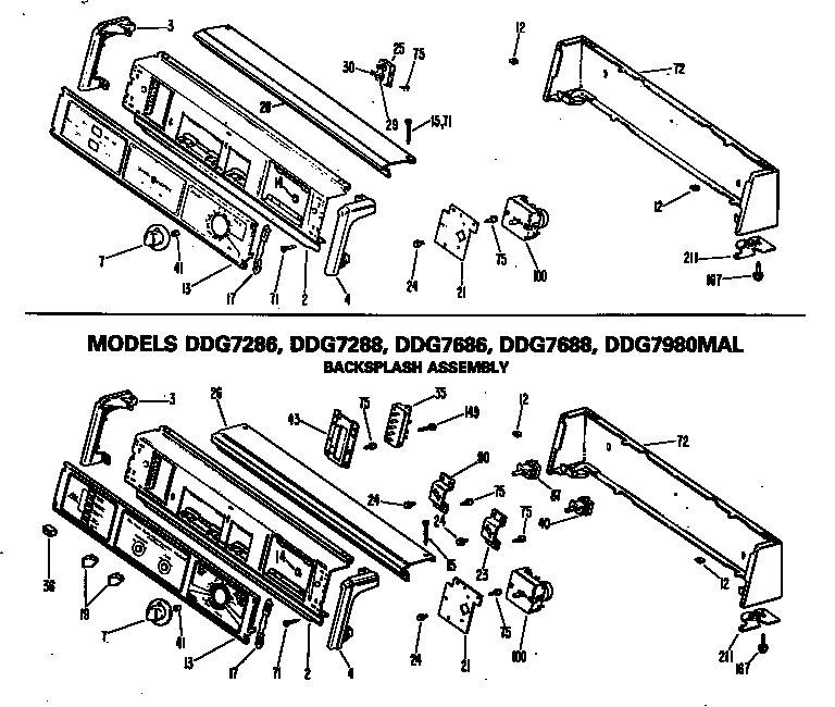 GE DDG5180MAL backsplash assembly diagram