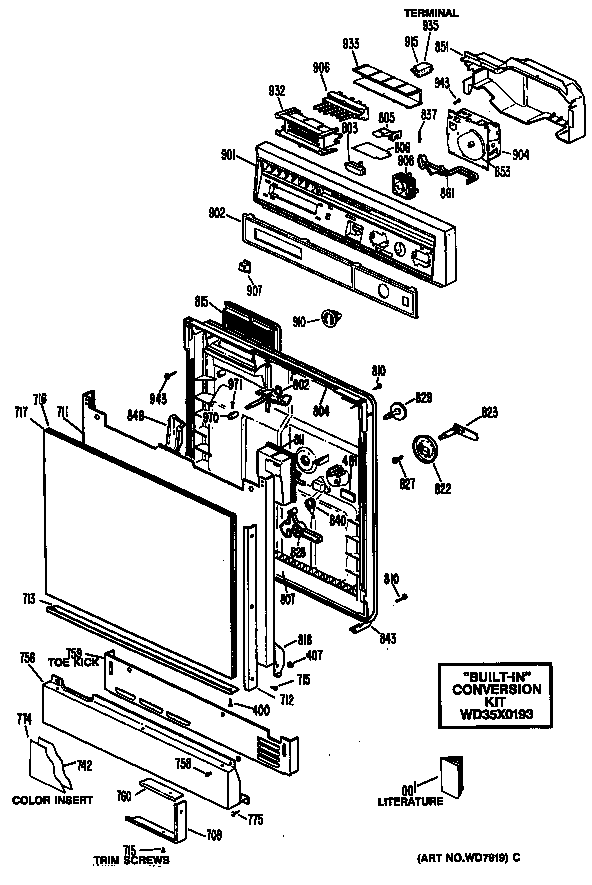 GE GSC870M01 control panel/door diagram
