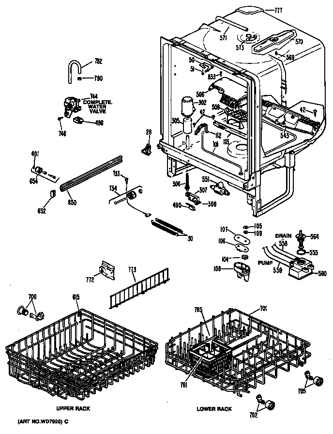 GE GSC870M01 tub/racks diagram