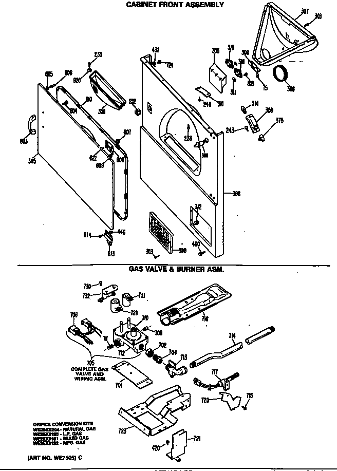 GE DDG7686MCL gas valve & burner asm. diagram