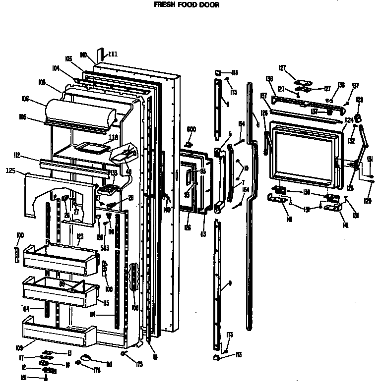 GE TFXC24FLR fresh food door diagram