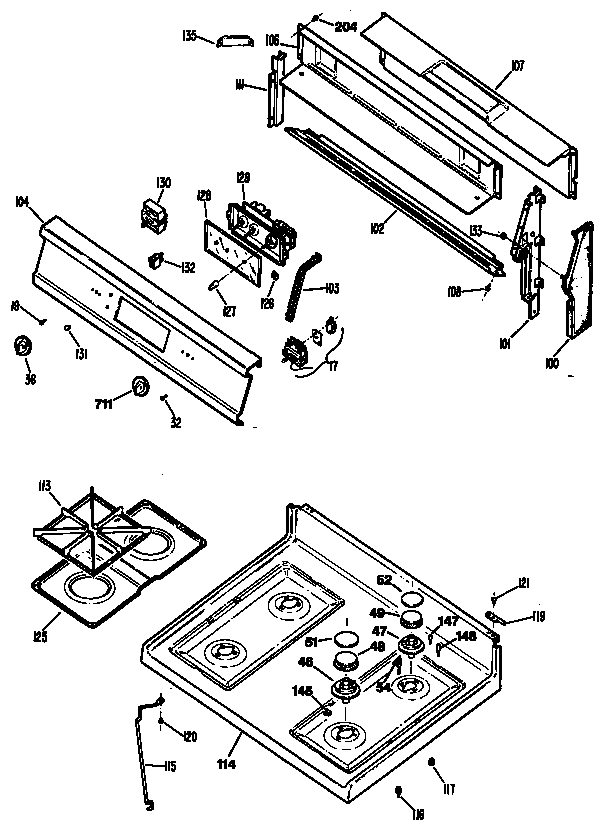 GE JGBP30AEP1 cooktop diagram