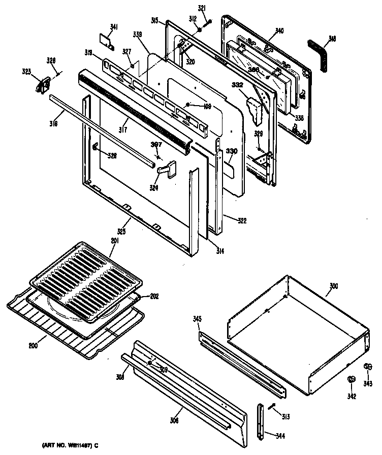 GE JGBP30AEP1 door diagram