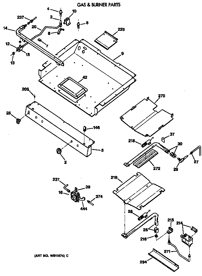 GE JGBP34WEV4WH gas & burner parts diagram