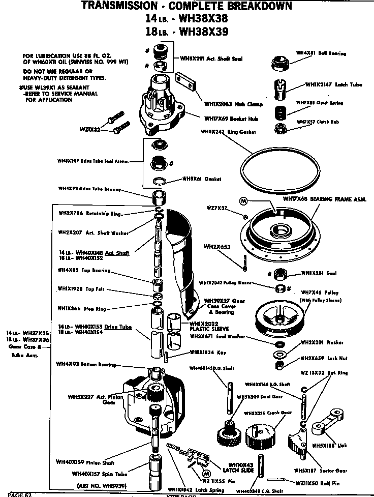 GE WWA8314PML transmission - complete breakdown diagram