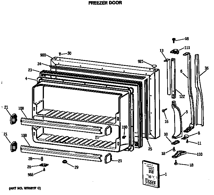 Hotpoint CTE21GASNRWH freezer door diagram