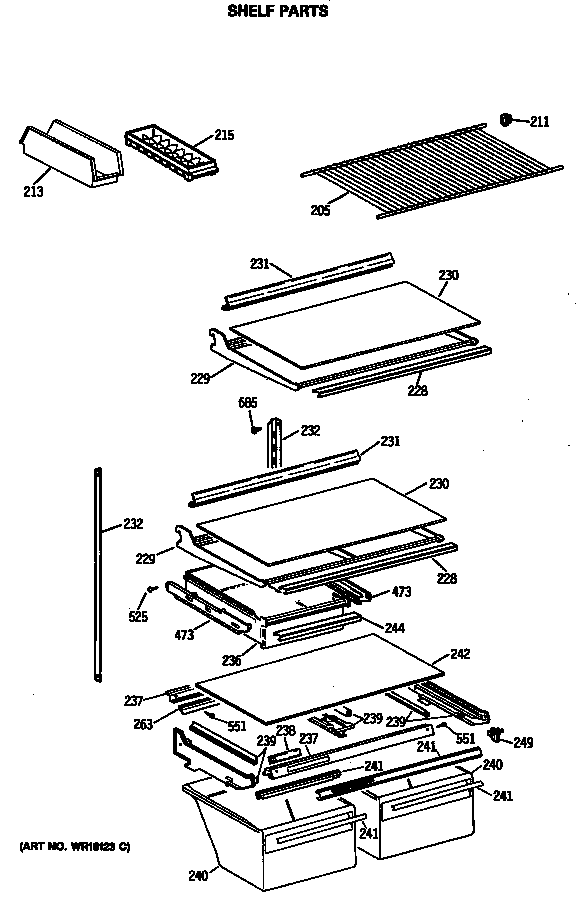 Hotpoint CTE21GASNRWH shelf parts diagram