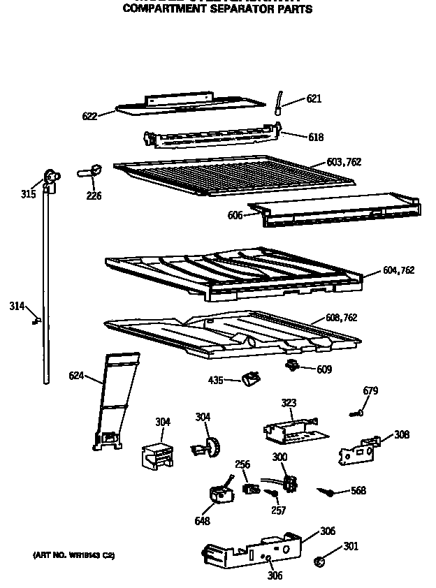 Hotpoint CTE21GASNRWH compartment separator parts diagram