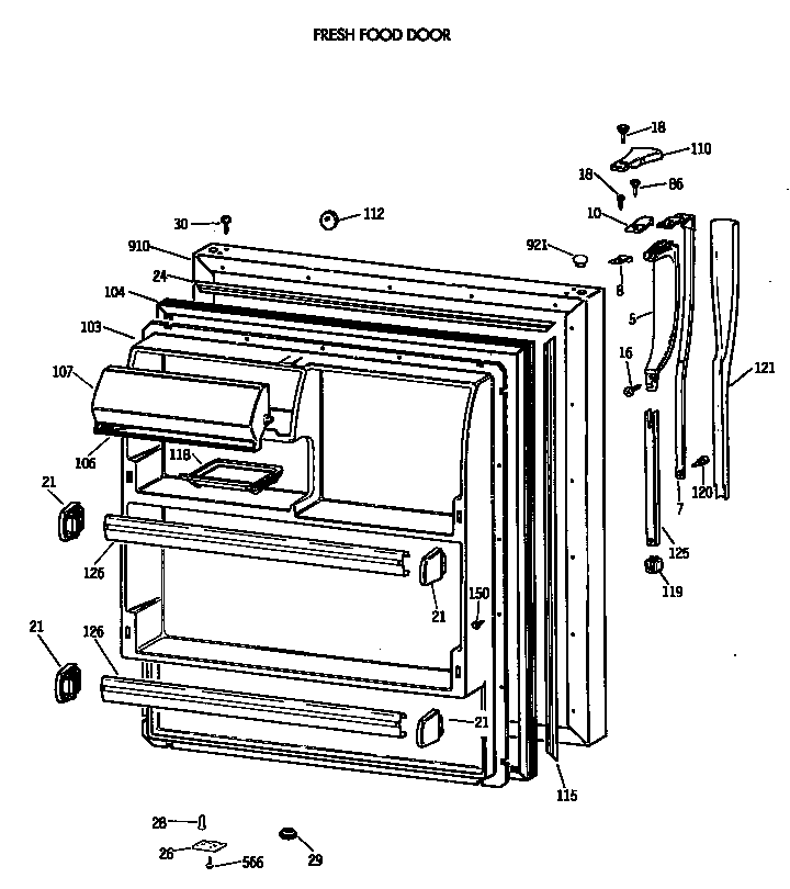 Hotpoint CTX18EASJRAD fresh food door diagram