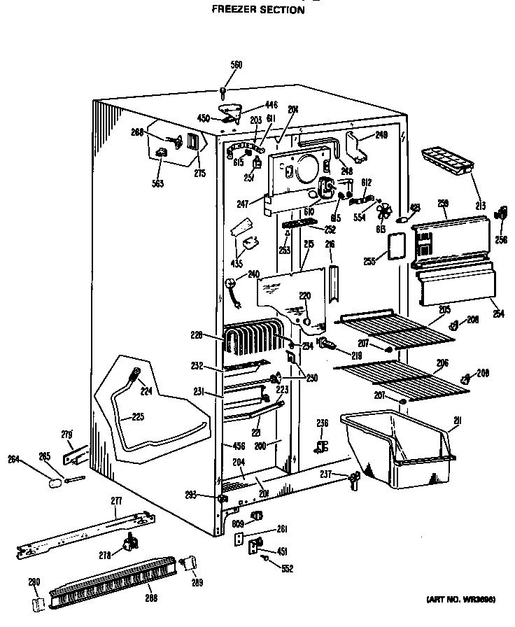 Hotpoint CSX20LJE freezer section diagram
