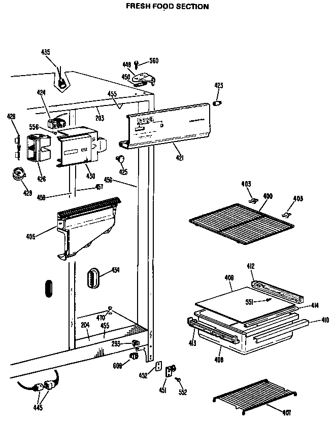 Hotpoint CSX20LJE fresh food section diagram
