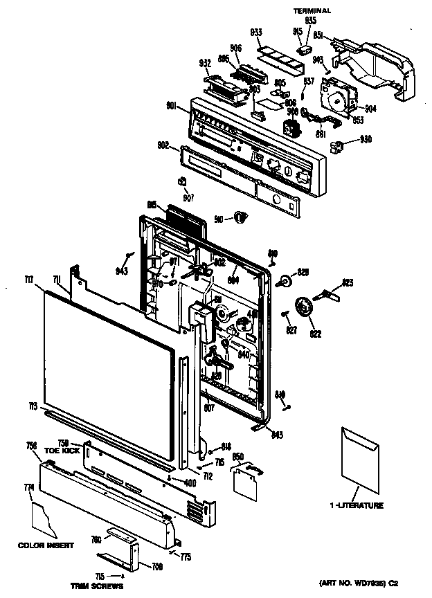 Hotpoint HDA600S-55BA door assembly diagram