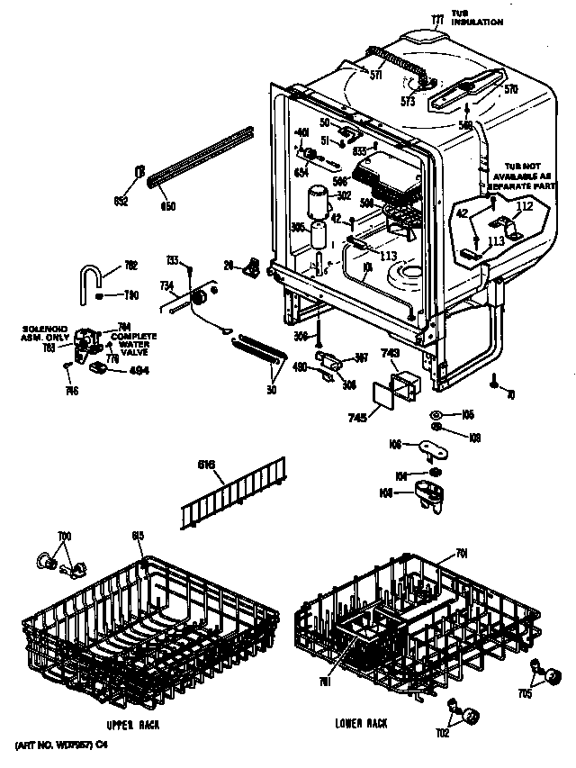 Hotpoint HDA600S-55BA tub/racks diagram