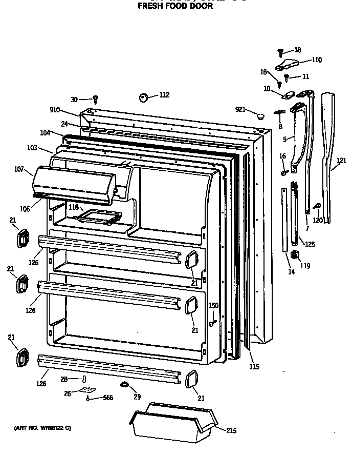 Hotpoint CTX21GISNRAD fresh food door diagram