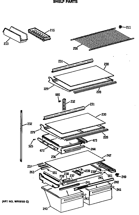 Hotpoint CTX21GISNRAD shelf parts diagram