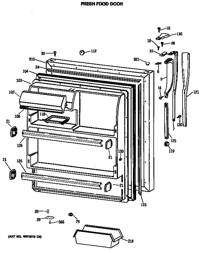 Hotpoint CTX18GISQRAD fresh food door diagram