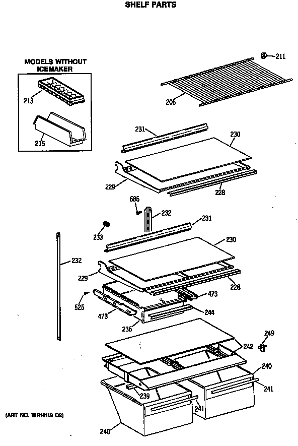 Hotpoint CTX18GISQRAD shelf parts diagram