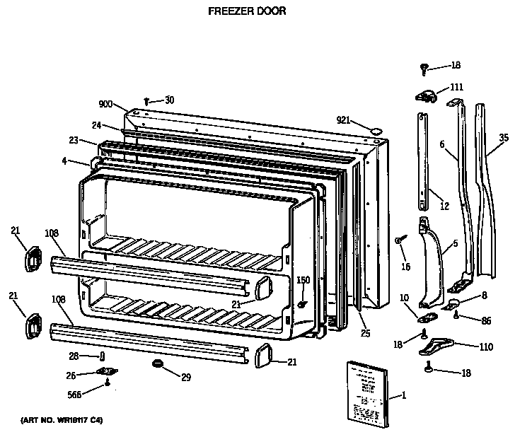 Hotpoint CTH18EATERWH freezer door diagram