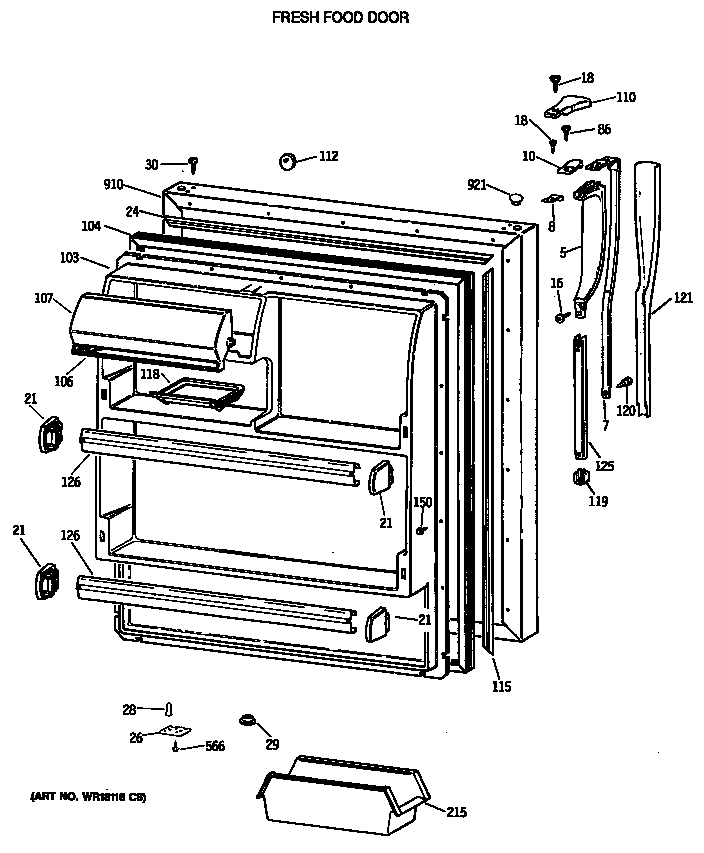 Hotpoint CTH18EATERWH fresh food door diagram