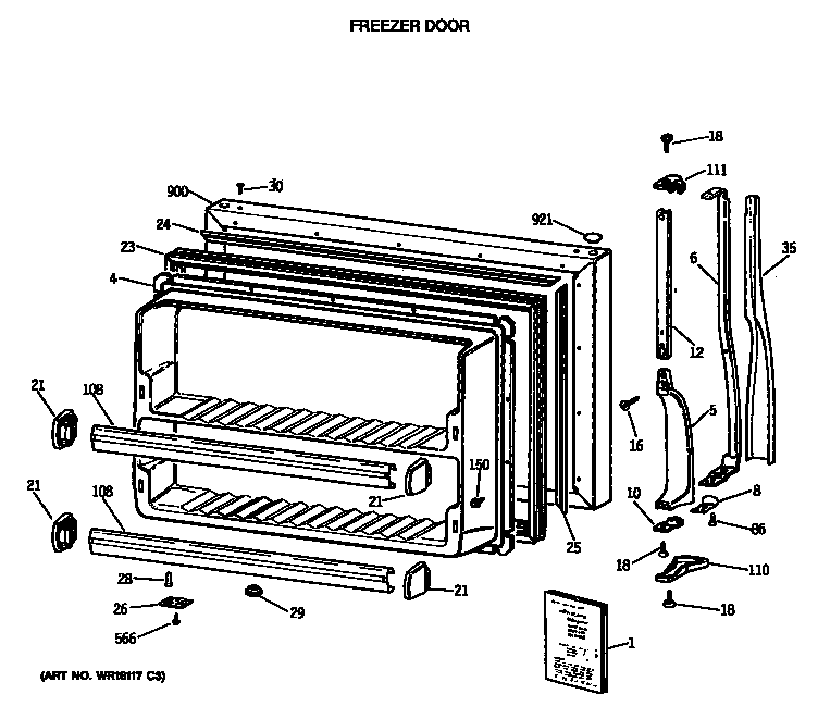 Hotpoint CTX18CISJRWW freezer door diagram