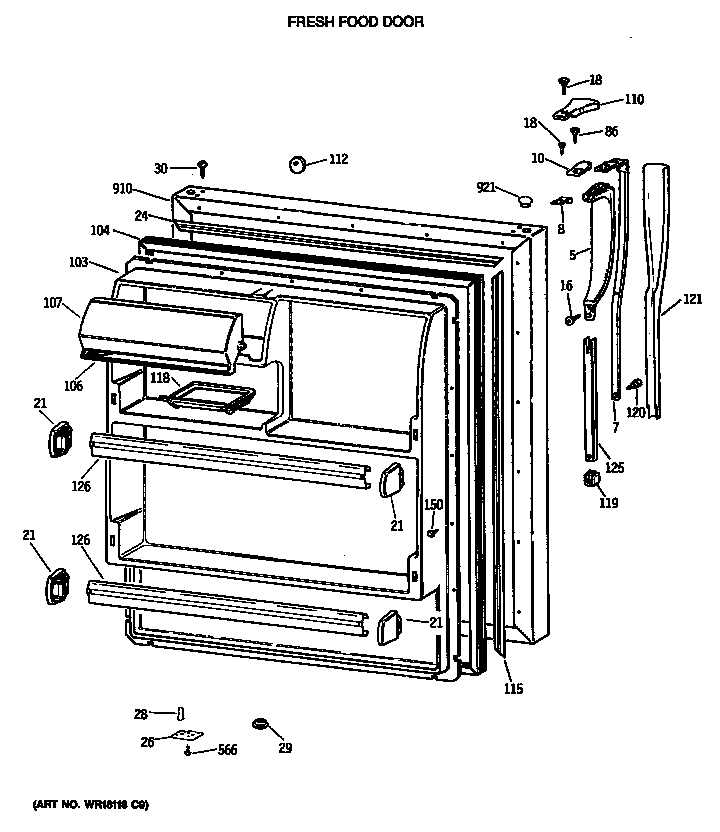Hotpoint CTX18CISJRWW fresh food door diagram