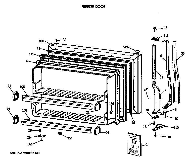 Hotpoint CTX18GASVRAD freezer door diagram