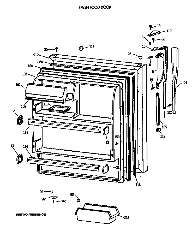 Hotpoint CTX18GASVRAD fresh food door diagram
