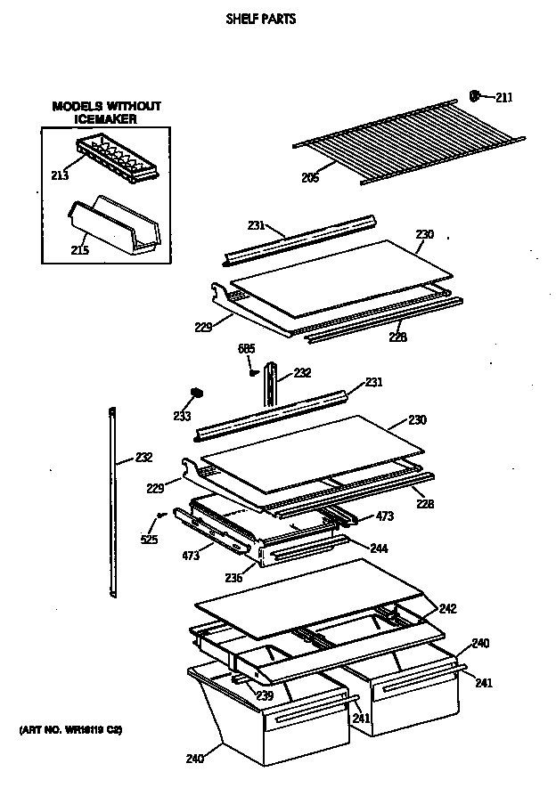 Hotpoint CTX18GASVRAD shelf parts diagram