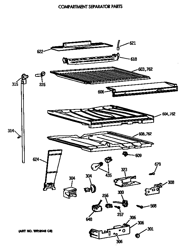Hotpoint CTX18GASVRAD compartment separator parts diagram
