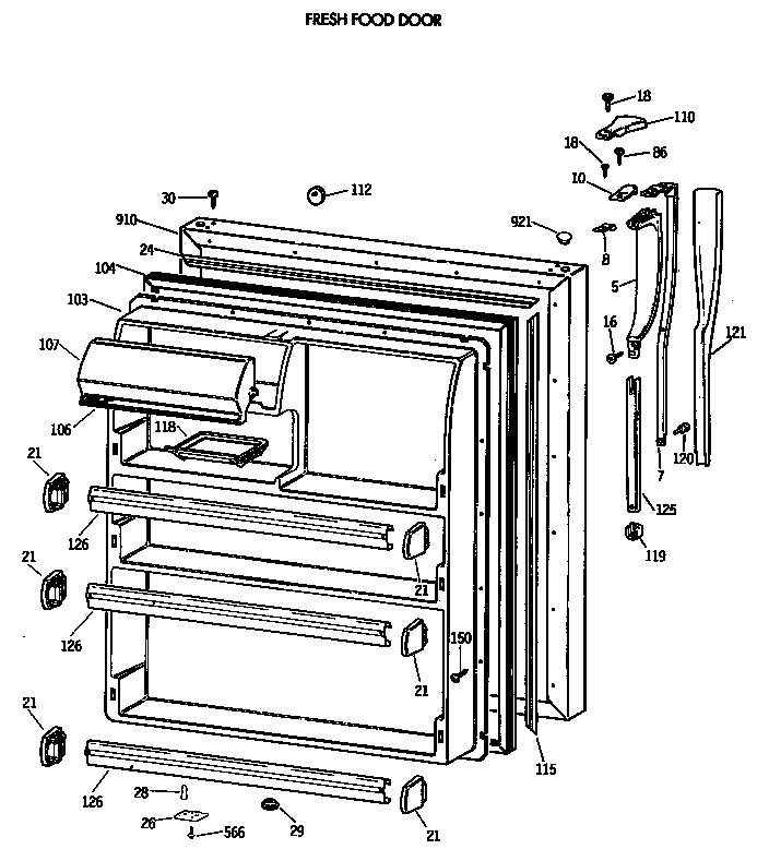 Hotpoint CTX21EASSRWH fresh food door diagram