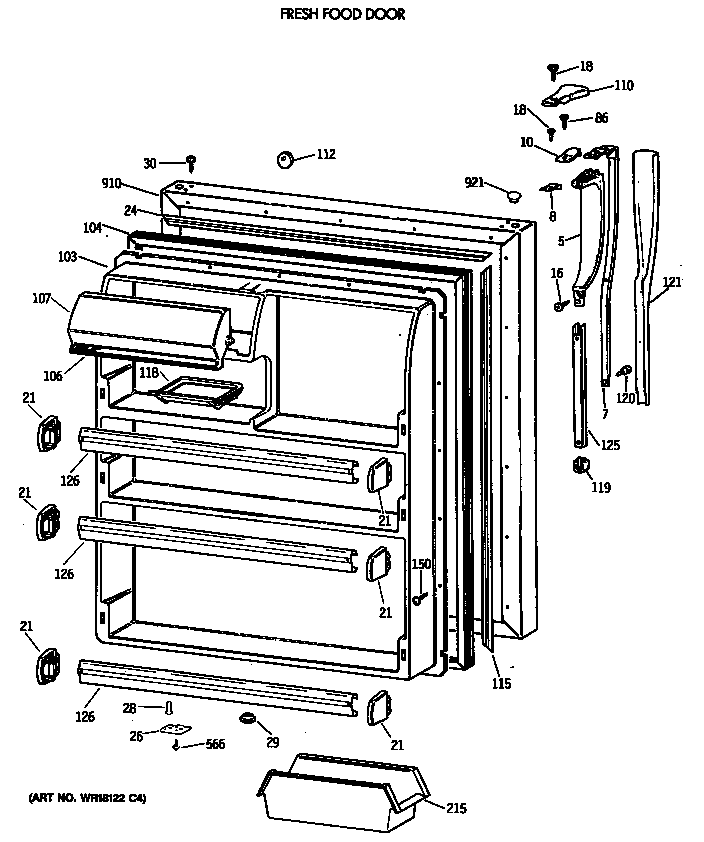 Hotpoint CTX21GISSRAD fresh food door diagram