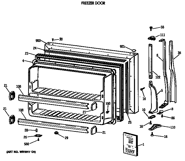Hotpoint CTX24GASLRAD freezer door diagram