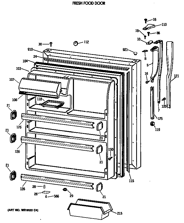 Hotpoint CTX24GASLRAD fresh food door diagram