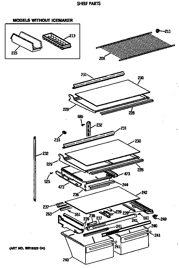 Hotpoint CTX24GASLRAD shelf parts diagram