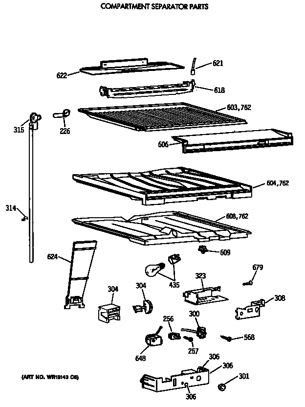 Hotpoint CTX24GASLRAD compartment separator parts diagram