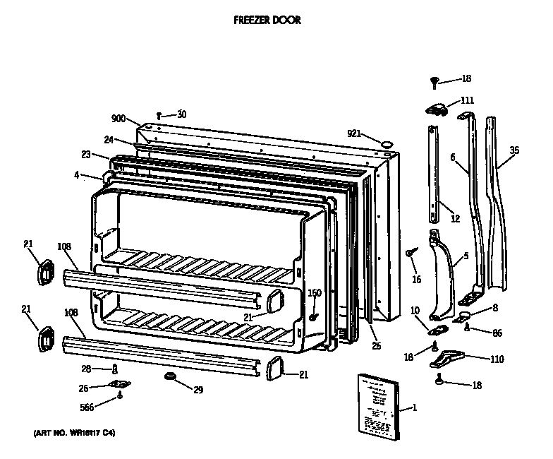 Hotpoint CTE18GASTRWH freezer door diagram