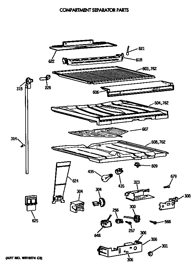 Hotpoint CTE18GASTRWH compartment separator parts diagram