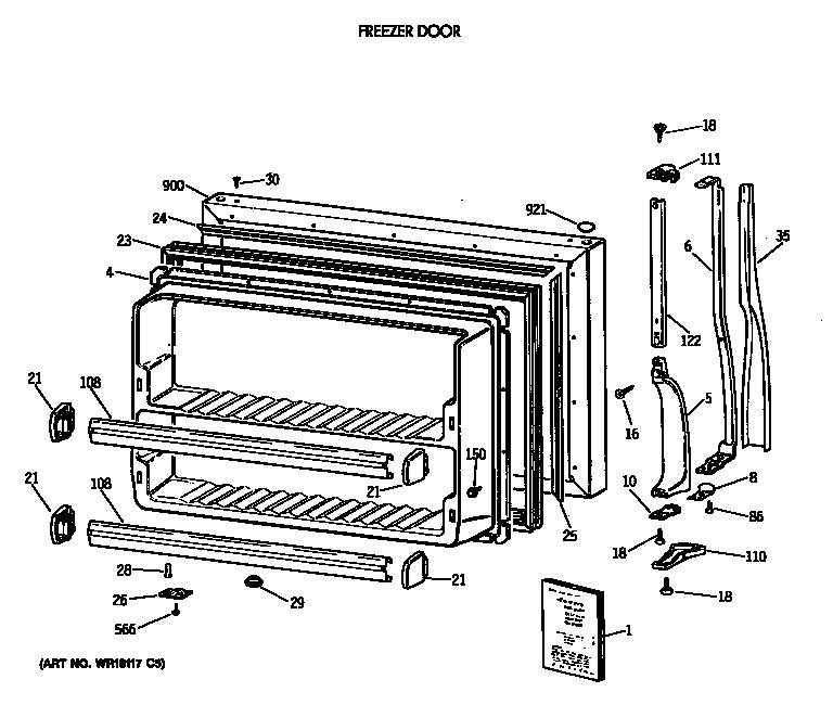 Hotpoint CTE21GASVRWH freezer door diagram