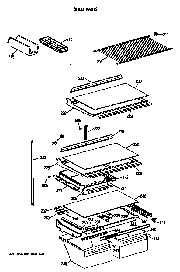 Hotpoint CTE21GASVRWH shelf parts diagram