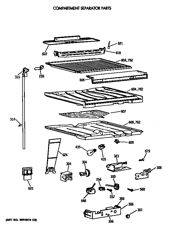 Hotpoint CTE21GASVRWH compartment separator parts diagram