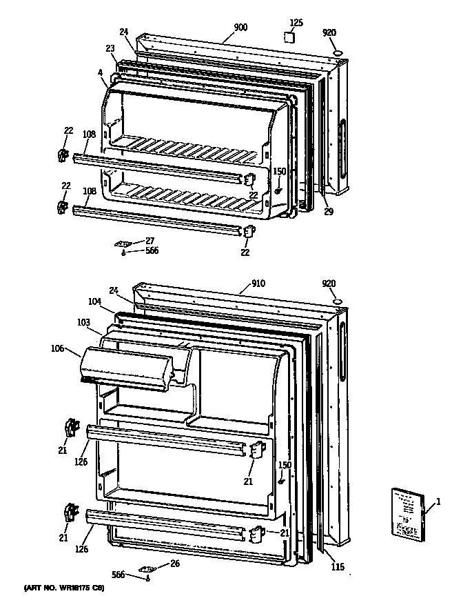 Hotpoint CTX16CYXGRWH doors diagram