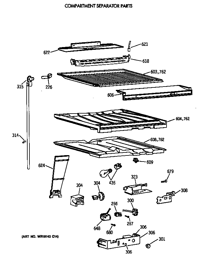 Hotpoint CTX18BAXARWH compartment separator parts diagram