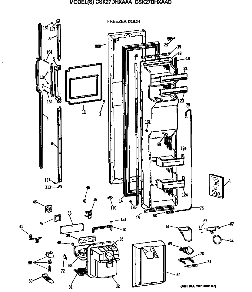 Hotpoint CSK27DHXAAD freezer door diagram