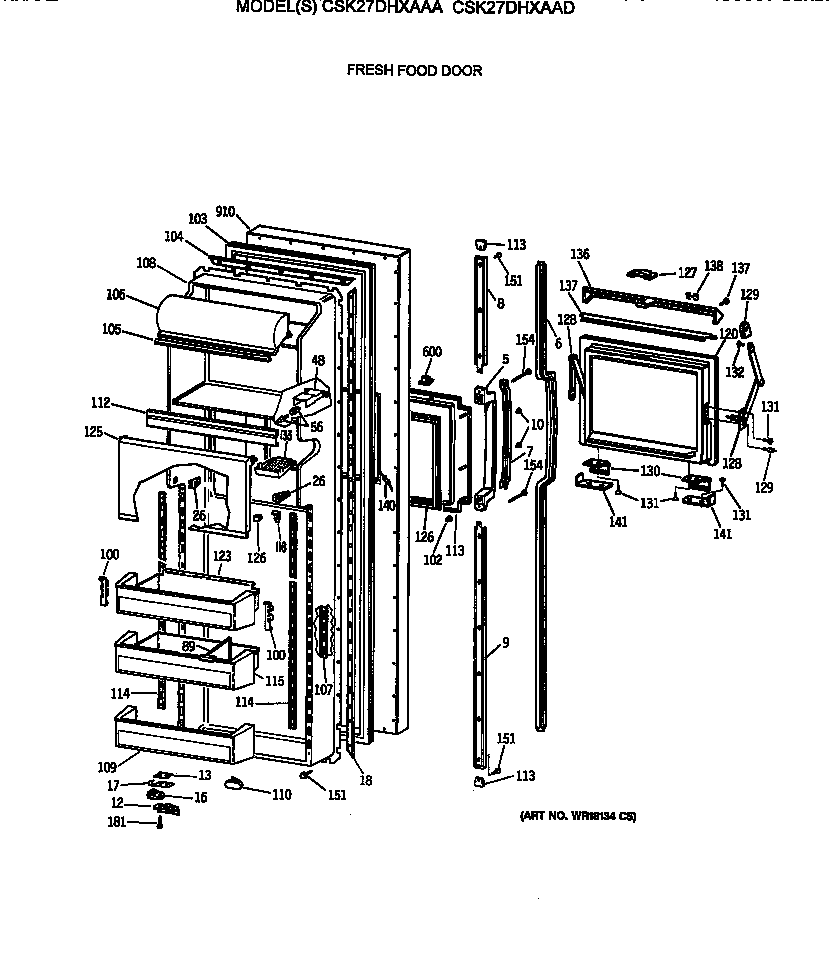 Hotpoint CSK27DHXAAD fresh food door diagram
