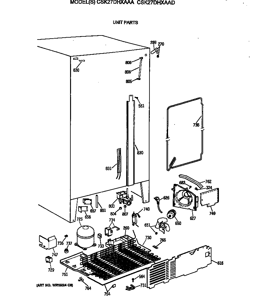 Hotpoint CSK27DHXAAD unit parts diagram