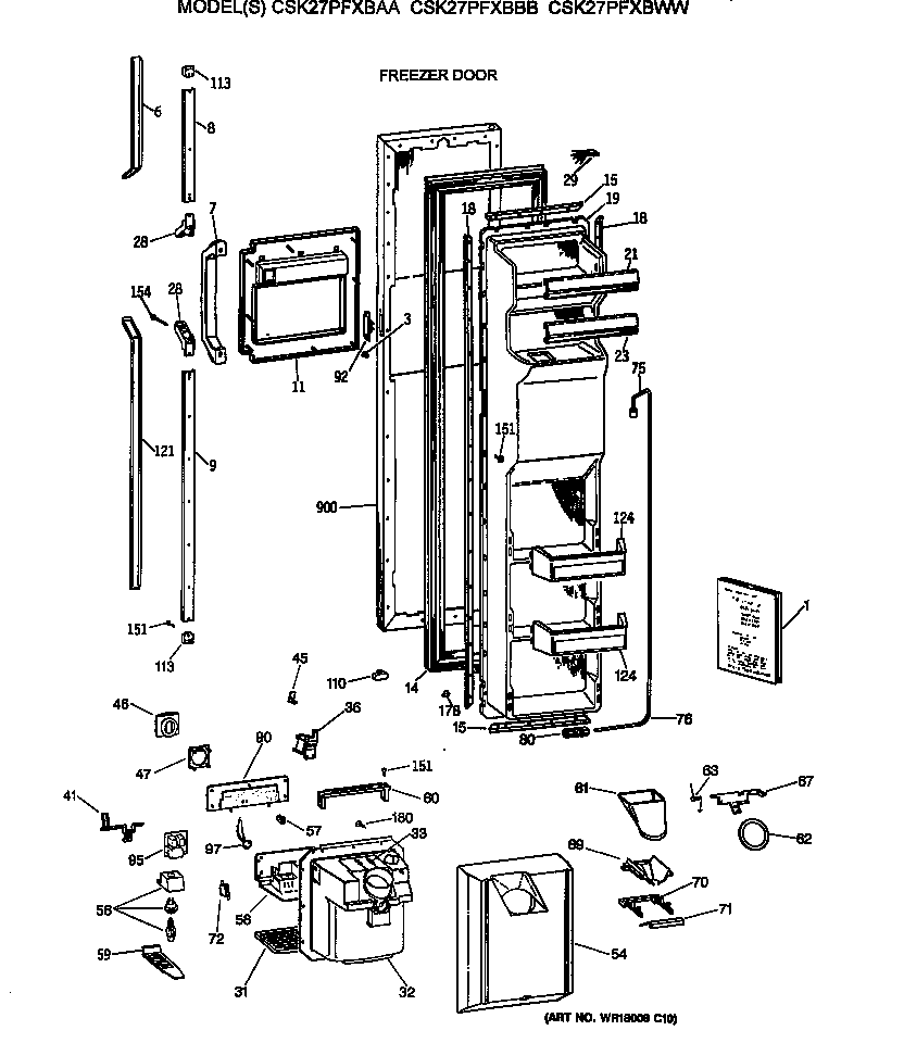 Hotpoint CSK27PFXBAA freezer door diagram