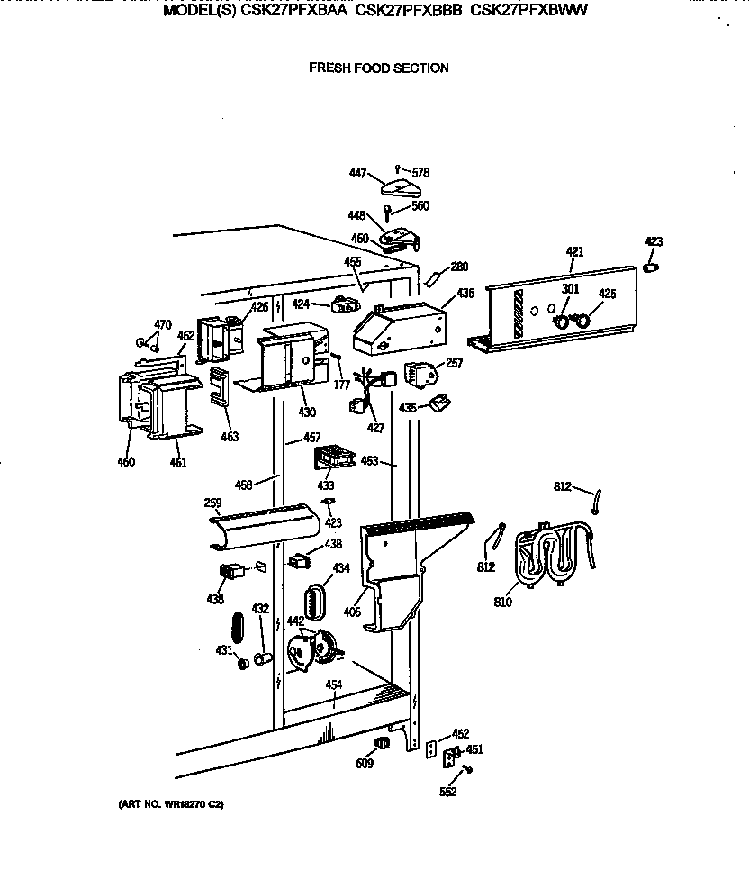 Hotpoint CSK27PFXBAA fresh food section diagram