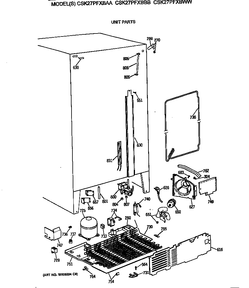 Hotpoint CSK27PFXBAA unit parts diagram