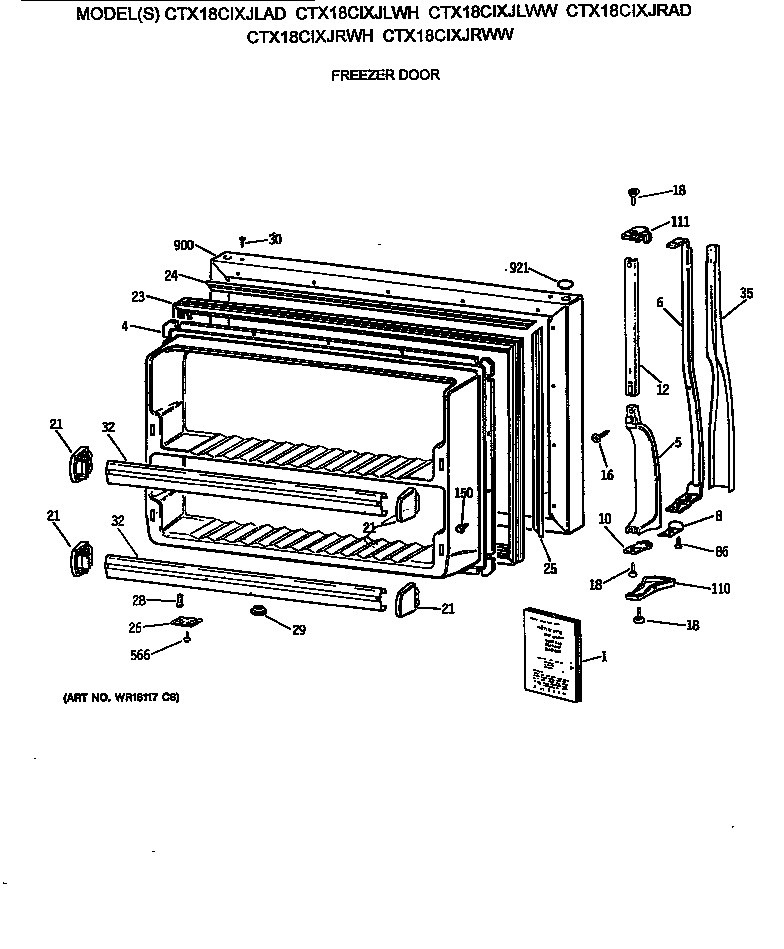 Hotpoint CTX18CIXJRWH freezer door diagram